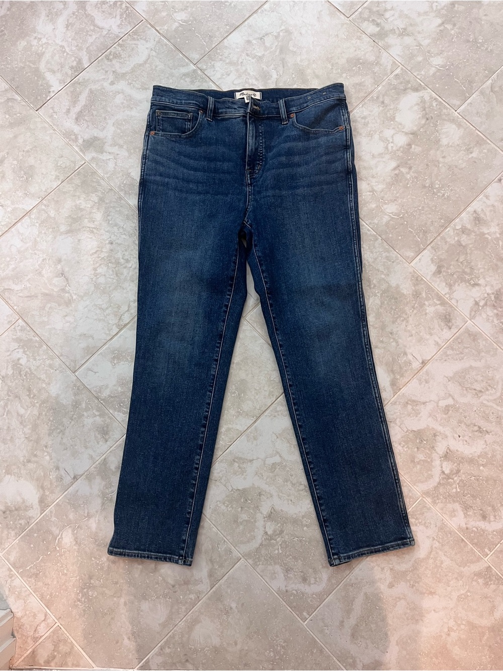 NWOT Madewell Mid Rise Dark Blue Stovepipe Women's Jeans